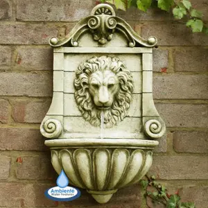 Primrose King Lion Head Wall Mounted Water Feature Fountain 50cm