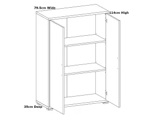 Storage Shelving Cabinet 2 Doors Modern Study WFH Sonoma Oak Effect BRW Office