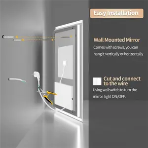 Backlit LED Bathroom Vanity Mirror Anti-Fog 80cm H x 60cm W