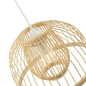 Classic Birdcage Rattan and Bamboo Pendant Light Shade with Inner and Outer