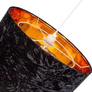 Modern Black Crushed Velvet 20 Floor/Pendant Lampshade with Shiny Copper Inner