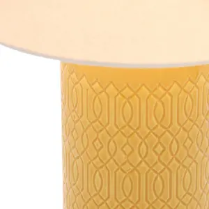 Inlight Dactyl Embossed ceramic Cylinder Ochre Table light