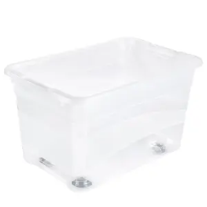 Keeeper Crystal Box 52 Litre with Lid and Caster Wheels - Transparent