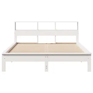 Berkfield Bed Frame without Mattress White 135x190 cm Double Solid Wood Pine