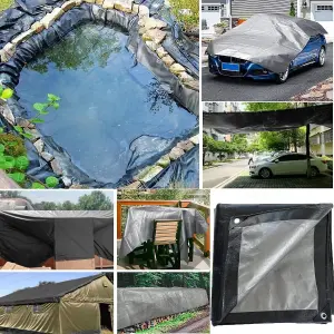 Tarpaulin Extra Heavy Duty Waterproof Cover Tarp Ground Sheet Mesh 250GSM 8m x 12m