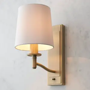 Anson Lighting Munson Wall light finished in Matt antique brass plate and vintage white fabric