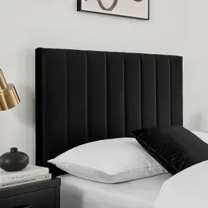 Leo Black Velvet Fabric King Size 5FT Ottoman Storage Bed Frame