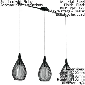 Pendant Ceiling Light Colour Black Shade Black White Satin Glass Steel Bulb E27 3x60W