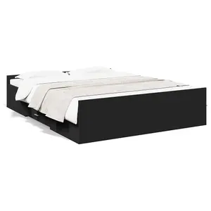 Berkfield Bed Frame with Drawers without Mattress Black 140x200 cm