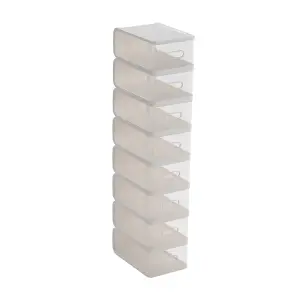 8 PCS Ivory White Plastic Stackable Shoe Storage Box Transparent Shoe Organiser