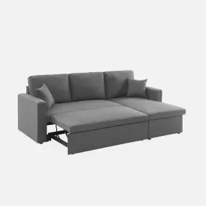 sweeek. 3-seater reversible corner sofa bed with storage Ida Grey 219x84x68 cm