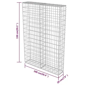 Berkfield Gabion Wall with Covers Galvanised Steel 100x20x150 cm