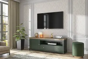 Evora 40 TV Cabinet W1810mm H610mm D490mm - Green & Oak Lefkas, Sleek Design with Cable Management