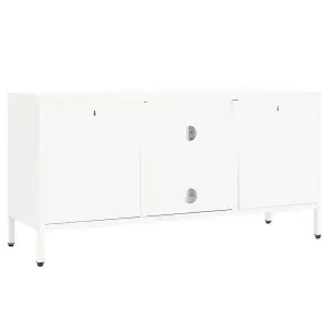 Berkfield TV Cabinet White 105x35x52 cm Steel and Glass