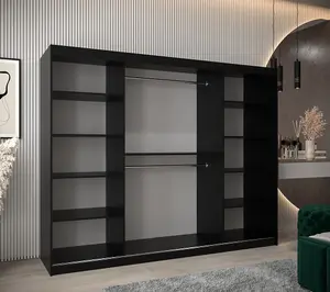 York I Mirrored Sliding Door Wardrobe in Black 2500mm (W)2000mm (H)2500mm (D)620mm - Smart and Stylish Storage Solution