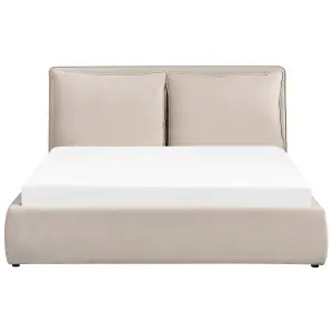 Velvet EU King Size Ottoman Bed Beige BAJONNA