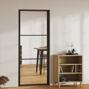 Berkfield Interior Door ESG Glass and Aluminium 83x201.5 cm Black