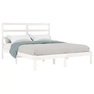 Berkfield Bed Frame White Solid Wood Pine 120x200 cm