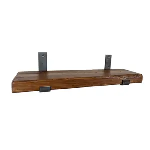 Benedicte  Bracket Shelf with Hooks Teak / 24cm H x 100cm W x 14.5cm D