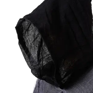 Halloween Black Linen Phantom Costume Skeleton Cloak