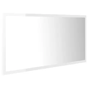 Berkfield LED Bathroom Mirror High Gloss White 90x8.5x37 cm Engineered Wood