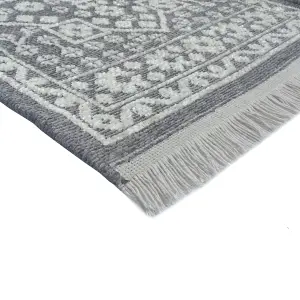 Vintage Medallion Grey Traditional Medium Rug, (L)170cm x (W)120cm