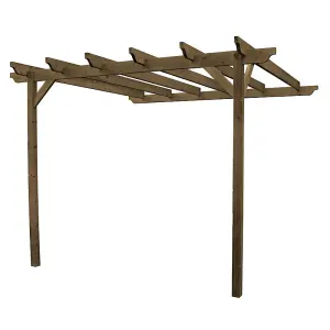 Wall Mounted Garden Pergola - Wood - L300 x W480 x H270 cm - Rustic Brown