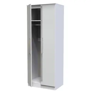 Chester 2 Door Wardrobe in Uniform Grey Gloss & White (Ready Assembled)