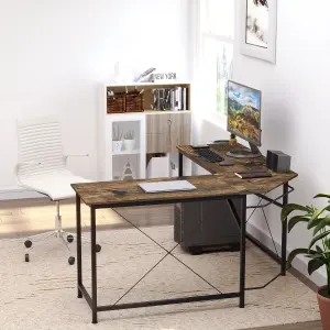 HOMCOM Corner L-Shape Computer Desk Gaming PC Workstation for Home Office