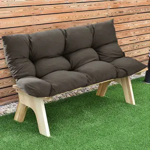 Dark Grey Rectangle Outdoor Garden Tufted Swing Chair Bench Cushion Seat Pad 120 x 80 cm