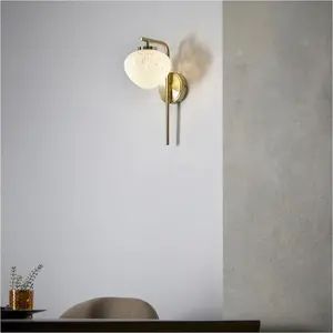 2 PACK Satin Brass Dimmable Wall Light - Confetti Glass Tear Drop Shade - 3W LED G9