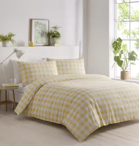 Gingham Yellow Duvet Cover Set, Size King