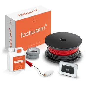 Fastwarm 200W Electric Underfloor Heating Cable Kit - 3.5m - Touch White Thermostat