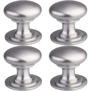 4 PACK - Victorian Tiered Door Knob - 32mm Satin Chrome Cabinet Pull Handle Round Rose