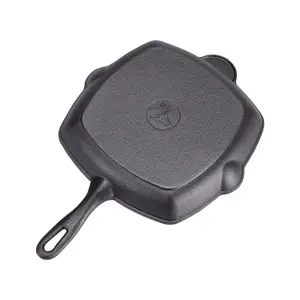 Black Square Cast Iron Kitchen Grill Pan with Pour Spouts