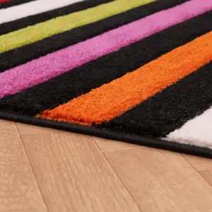 Multicolored Easy to Clean Striped Modern Rug for Living Room, Bedroom, Dining Room - 120cm X 170cm