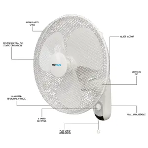 StayCool 16" (40cm) Wall Fan - White