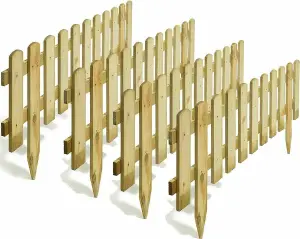 AAMEN 4 x 1.2m Wooden freestanding Picket Fence Panels - Natural Wood