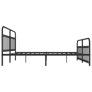 Berkfield Metal Bed Frame with Headboard and Footboard Black 200x200 cm