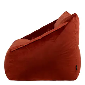 icon Natalia Velvet Armchair Bean Bag and Footstool Set Terracotta Orange Giant Bean Bag Chair