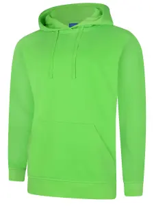 Uneek - Unisex Deluxe Hooded Sweatshirt/Jumper - 60% Ring Spun Combed Cotton 40% Polyester - Lime - Size XS