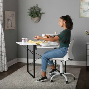 Dart Sewing Machine Table With Folding Top In Charcoal Black / White