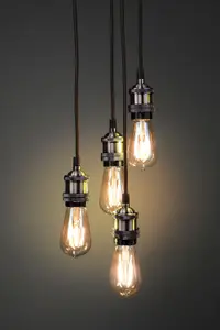 Modern Retro Industrial Pendant E27 Ceiling Light Lamp Cluster - Antique Brass