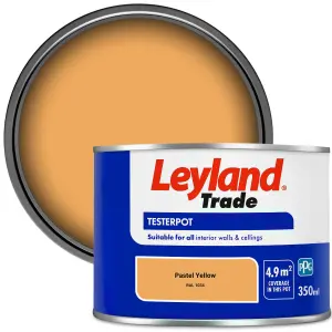 Leyland Trade Vinyl Matt Walls & Ceilings Emulsion Paint Pastel Yellow (RAL 1034) 350ml Tester