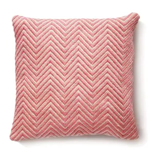 Woven Indoor Outdoor Washable Herringbone Cosy Cushion Coral Pink - 45cm x 45cm