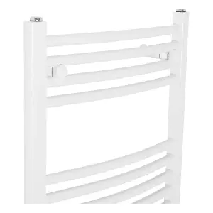 Rinse Curved Bathroom Heated Towel Rail Warmer Radiator Central Heating White - 1200x500mm