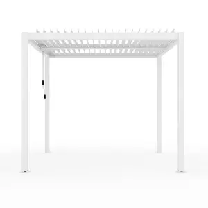 Primrose Living Deluxe White Veranda with Louvered Shutter Roof 3m x 3m