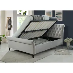 Light Grey Fabric Ottoman Bed Frame - King Size 5ft (165cm)