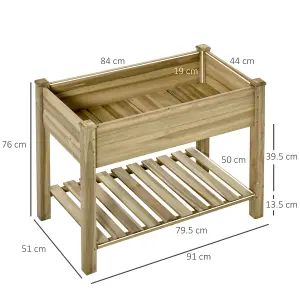 Outsunny Raised Garden Bed w/ Legs and Storage Shelf Elevated Wood Planter Box