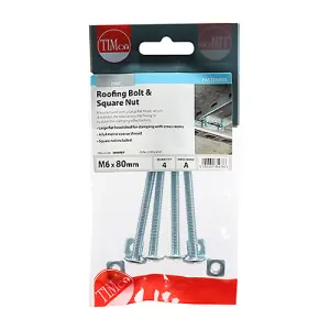 TIMCO Roofing Bolts & Square Nuts Silver - M6 x 80